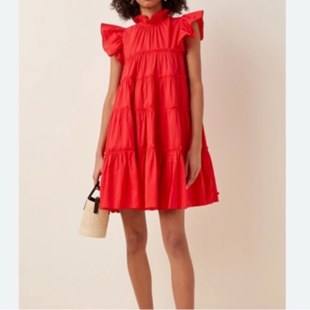 Rhode Red Ruffle Sleeve Babydoll Dress